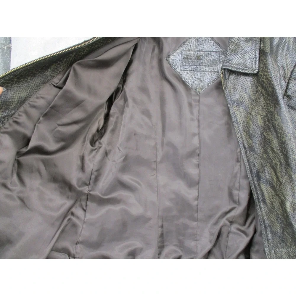 Vintage Preston & York Jacket Womens Size M Genuine Leather Snake Moto Zip 90s